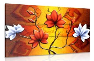 Obraz květiny v etno stylu - 120x80 cm