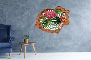 Nálepka 3D díra na zeď Tropické květiny nd-c-74294338