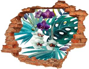 Nálepka 3D díra na zeď Tropické květiny nd-c-74294366