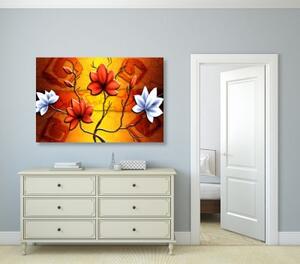 Obraz květiny v etno stylu - 60x40 cm