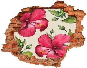 Nálepka 3D díra na zeď Růžový hibiskus nd-c-74431005