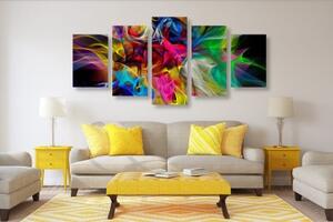 5-dílný obraz abstraktní barevný chaos - 100x50 cm