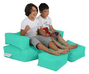 Atelier del Sofa Zahradní sedací vak Kids Double Seat Pouf - Turquoise, Tyrkysová