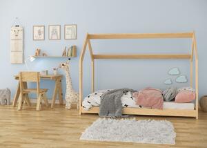 Dětská postel Domek 80x160 cm D2 + rošt a matrace ZDARMA - borovice