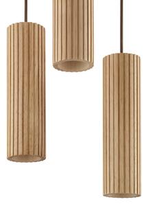 Brilliant Závěsné světlo Lakewood, hnědé, dřevo, Ø 28 cm, 3 žárovky, stmívatelný, Světlé dřevo, Obývací pokoj / jídelna, Dřevo, Moderní