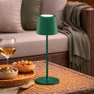 Brilliant LED stolní lampa Kaami na akumulátor, zelená, výška 37 cm, IP44, stmívatelné., stmívatelný, Zelená, Obývací pokoj / jídelna, kov, Moderní