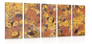 5-dílný obraz abstrakce inspirovaná G. Klimtem - 100x50 cm