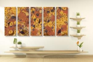 5-dílný obraz abstrakce inspirovaná G. Klimtem - 100x50 cm