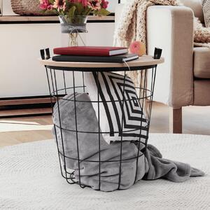 Příruční stolek, přírodní vzor/černá, NANDO