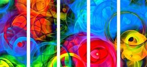 5-dílný obraz abstrakce plná barev - 100x50 cm