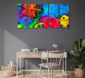 5-dílný obraz abstrakce plná barev - 100x50 cm