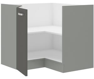 Rohová kuchyňská skříňka spodní 83 x 83 cm 24 - MYSTIC - Bílá lesklá / Dub artisan