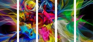 5-dílný obraz abstraktní barevný chaos - 100x50 cm