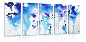 5-dílný obraz umělecká modrá abstrakce - 100x50 cm