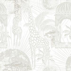 Tapety Grafická ilustrace se žirafou, zebrou a palmami, Tapety dětské, Tapety pro chlapce, a00276v1 : uwalls.cz