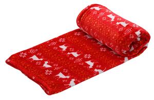 Červená vánoční mikroplyšová deka, 150x200 cm