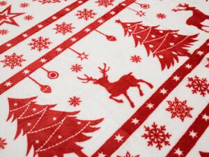 Červeno-bílá vánoční mikroplyšová deka, 200x230 cm