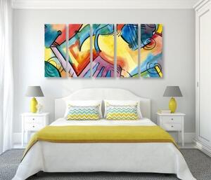 5-dílný obraz pestrobarevné abstraktní umění - 100x50 cm
