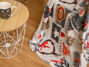 Šedá vánoční mikroplyšová deka SWEET HOME, 150x200 cm