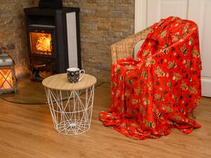 Červená vánoční mikroplyšová deka VÁNOCE, 180x200 cm