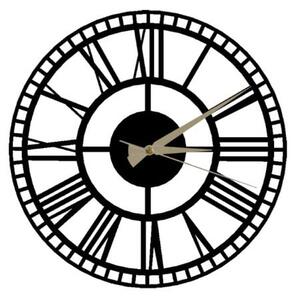 Černé nástěnné hodiny Roman Clock 2, ⌀ 50 cm