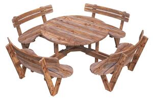 Herold Dřevěný zahradní párty stůl s lavicemi PALMAKO OLIVER - hnědá impregnace 260x260 cm tl. 44 mm