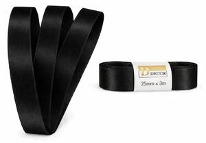 Stuha saténová černá - skládaná 25mm x 3m (6,30Kč/m)