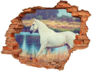 Díra 3D fototapeta nálepka Bílý kůň jezero nd-c-87150545