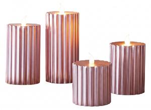 LED svíčky růžové metalické - postupka set 4 ks, vel.15cm,12cm,10cm, 8cm