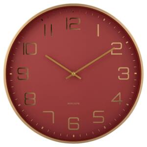 NÁSTĚNNÉ HODINY, červená, barvy zlata, 40/40/4,2 cm Karlsson, Online Only