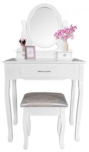 Aga Toaletní stolek se zrcadlem + taburetem PHO0052 Bílý