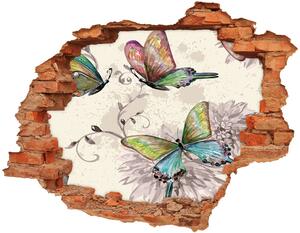 Díra 3D foto tapeta nálepka Motýli a květiny nd-c-90122536