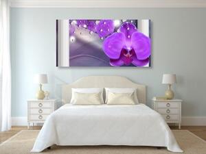 Obraz orchidej při řeckých sloupech - 100x50 cm