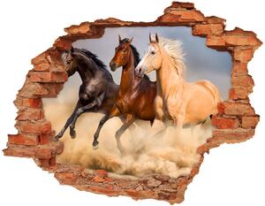 Díra 3D foto tapeta nálepka Koně ve cvalu nd-c-90824183