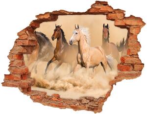 Díra 3D foto tapeta nálepka Koně poušť nd-c-90840320