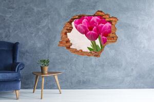 Samolepící díra na stěnu Růžové tulipány nd-c-90952565