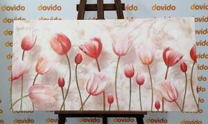 Obraz starorůžové tulipány - 100x50 cm