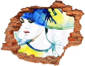 Samolepící díra na stěnu Žena v klobouku nd-c-93398336