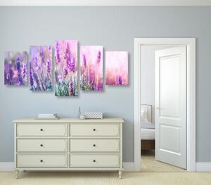 5-dílný obraz kouzelné květy levandule - 100x50 cm