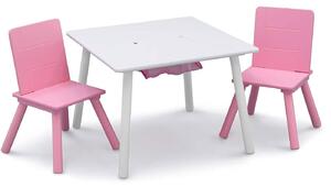 Dětský stůl s židlemi Bílo-růžový