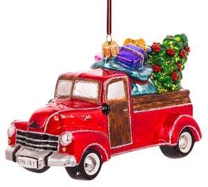 Dům Vánoc Sběratelská skleněná ozdoba na stromeček Auto se stromkem