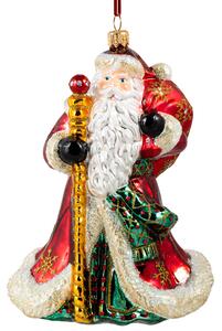 Dům Vánoc Sběratelská skleněná ozdoba na stromeček Santa s dlouhým vousem