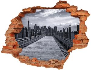 Nálepka 3D díra na zeď beton New York panorama nd-c-96015759