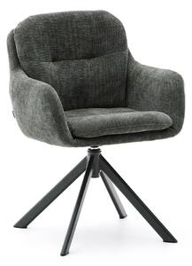 Tmavě zelené čalouněné jídelní křeslo s područkami Lexa – Kave Home