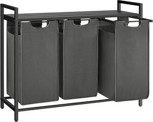 Koš na prádlo s poličkou VASAGLE BLH301G01 - 3x 38 litrů, 72x92,5x33 cm | černá/šedá