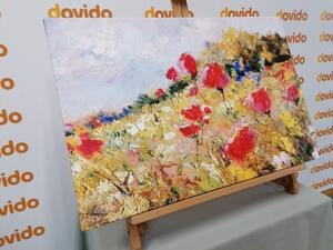 Obraz malované máky na louce - 120x80 cm