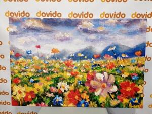 Obraz olejomalba divoké květiny - 120x80 cm