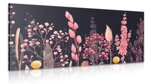 Obraz variace trávy v růžové barvě - 100x50 cm
