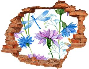 Samolepící díra na stěnu Květiny a vážky nd-c-98370338