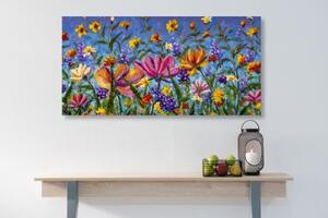 Obraz barevné květiny na louce - 100x50 cm
